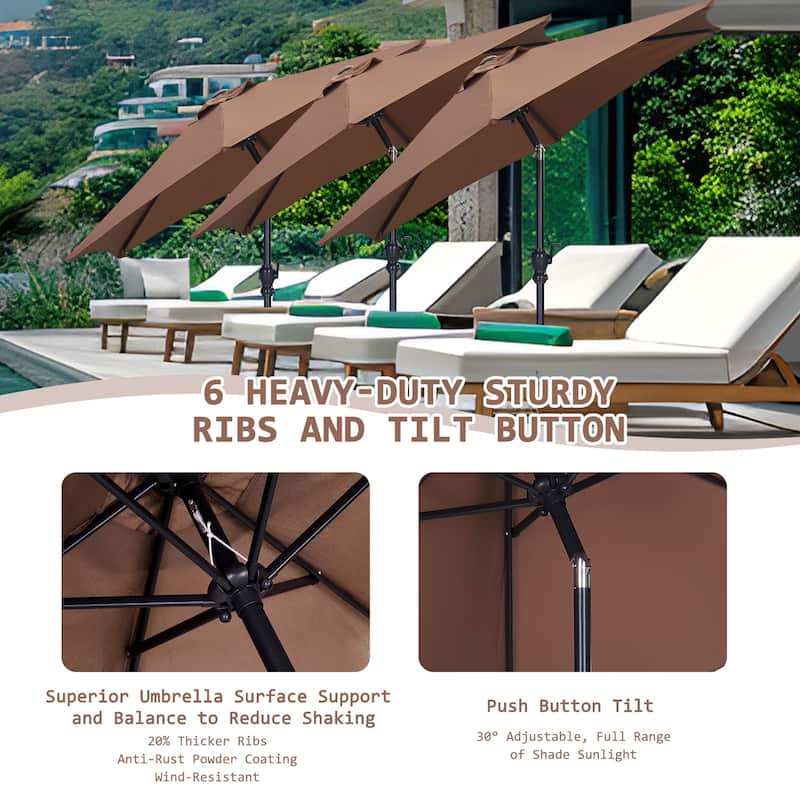 Autlaycil 7.5FT Solar Patio Umbrella with Base and Tilt,Crank