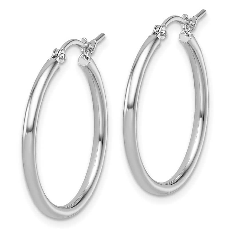 Curata 14k White Gold Polished 2x25mm Classic Hoop Earrings