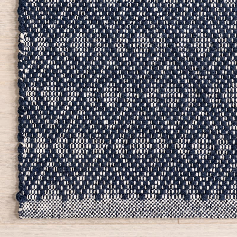 Home Conservatory Optic Diamond Handwoven Cotton Area Rug