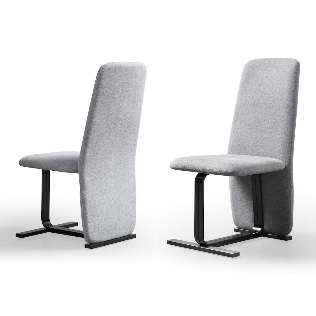 Modrest Tasha Modern Grey Linen & Brushed Gunmetal Dining Chair (Set of 2)