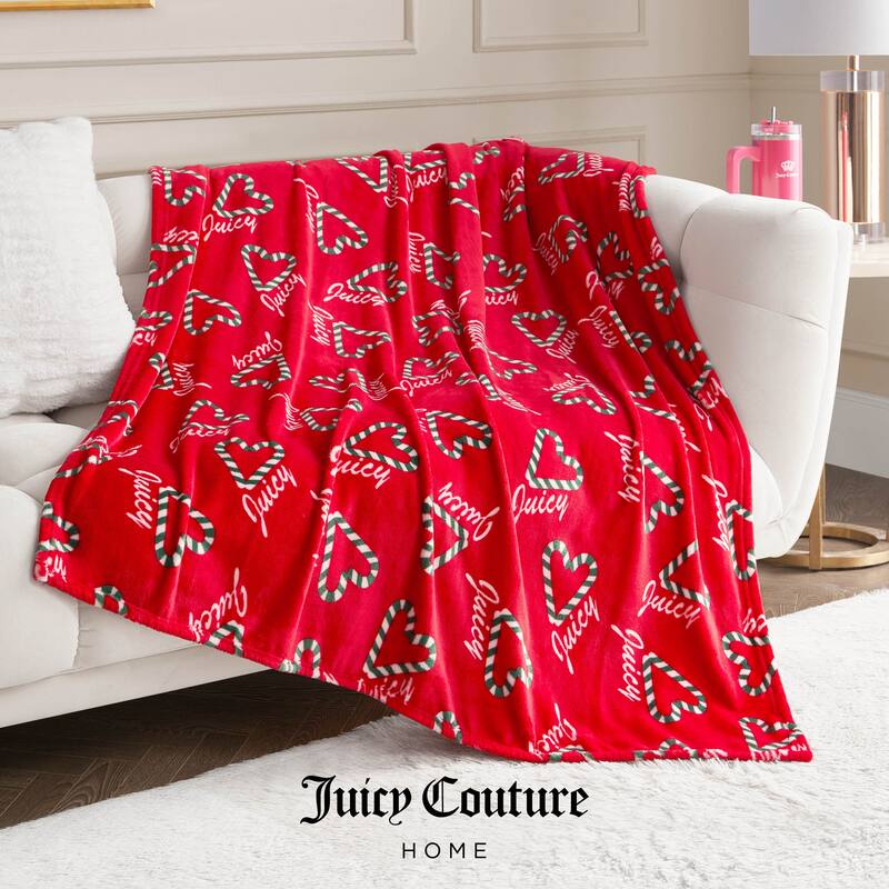 Juicy Couture Holiday Plush Throw Blankets