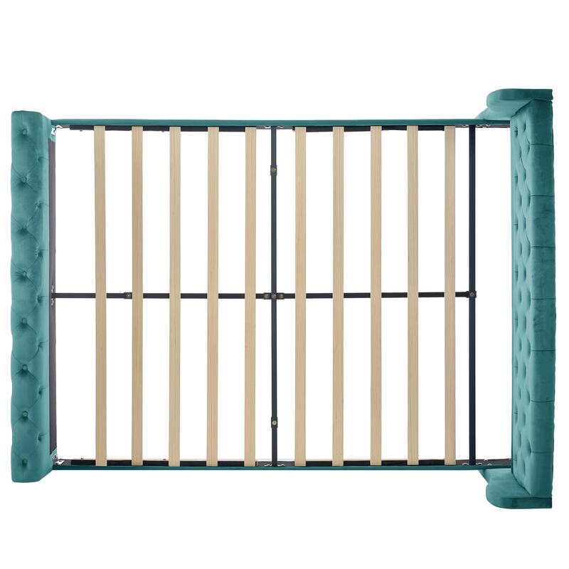 Christopher Knight Home - Amara Traditional Velvet Upholstered Sleigh Bed with Wingback Headboard & Scroll Footboard, Queen Size