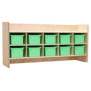 Contender Wall Hanging Kids Storage with 10 Lime Green Trays - 46.75
