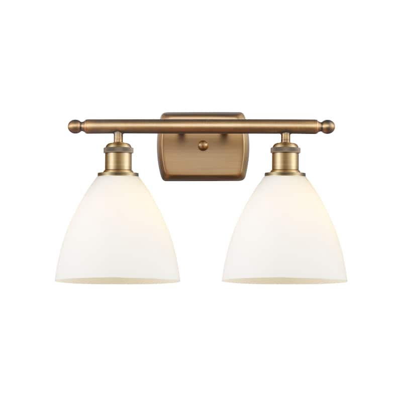 Innovations Lighting Bristol Glass - 2 Light 18" Bath Vanity Light - Matte White/Brushed Brass Finish