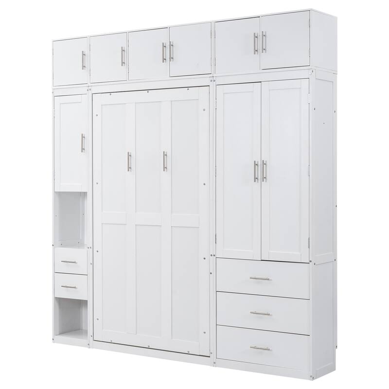 Twin Size Modern Design Murphy Bed with Drawers, Lockers and Wardrobes for Bedroom