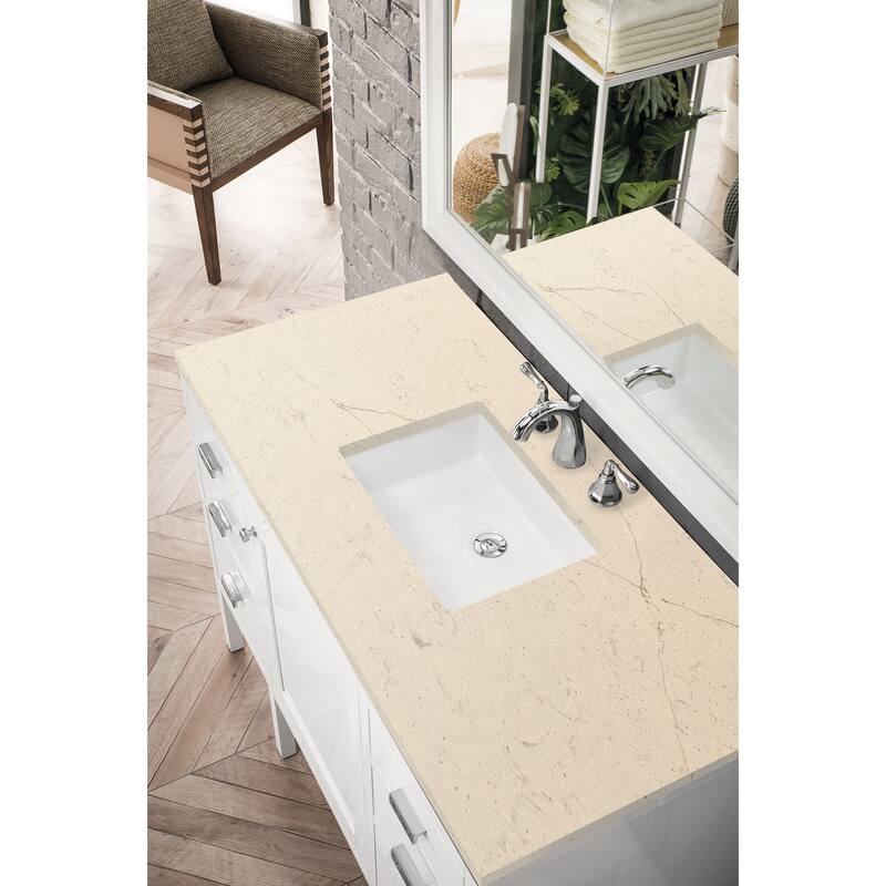 James Martin Vanities Addison 48" Single Vanity, Glossy White - Eternal Marfil Quartz