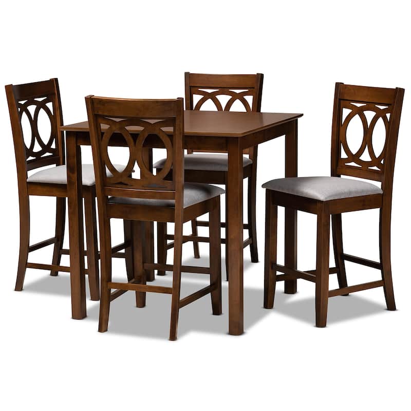 Lenoir Modern and Contemporary 5-Piece Wood Pub Set - Grey
