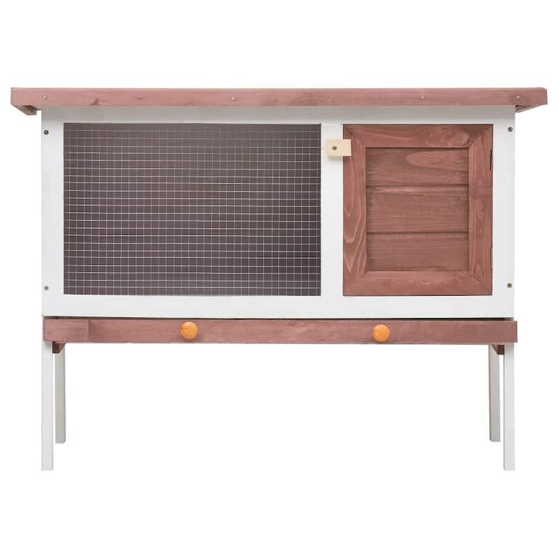 vidaXL Outdoor Rabbit Hutch 1 Layer Brown Wood - 35.4" x 17.7" x 25.6"