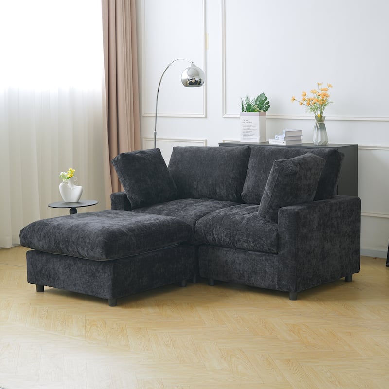 L Shape Modern Modular Sectional Sofa, Cushion Covers Removable, 67" Minimalist Sofa Couch for Living Room Office