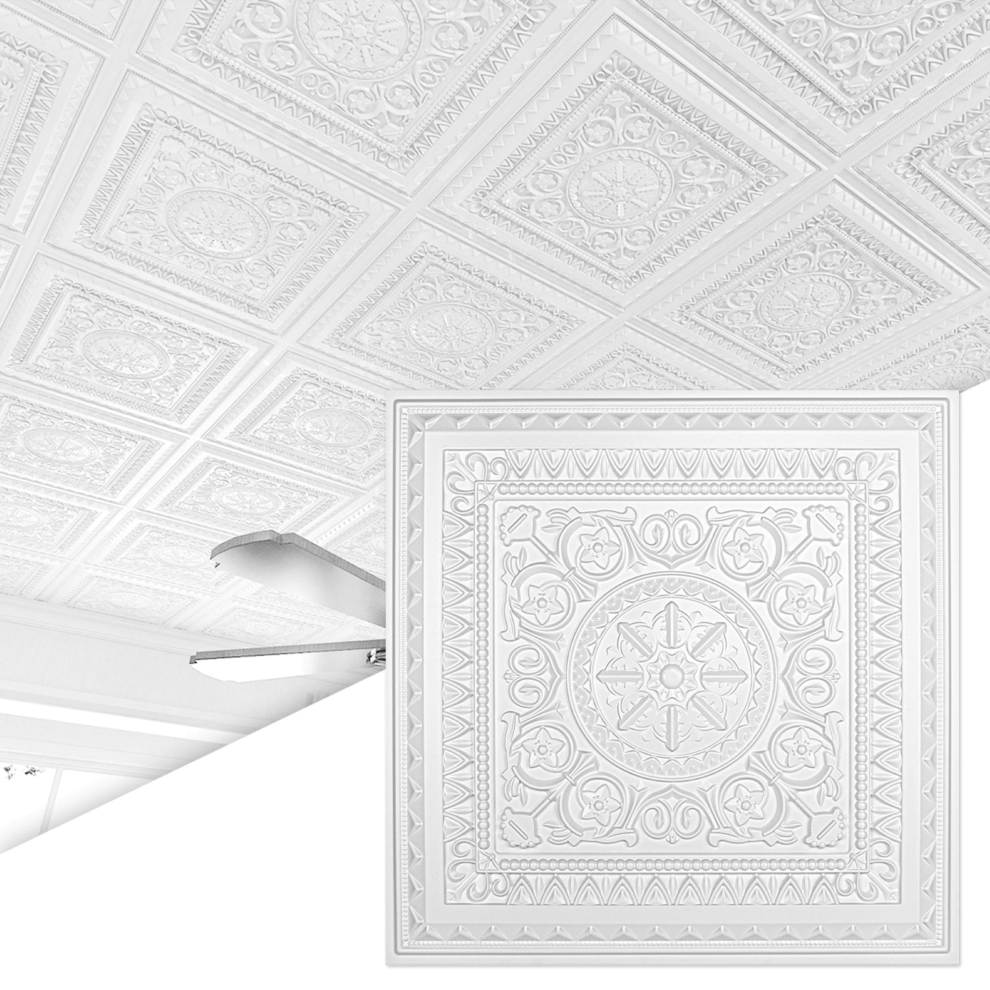 Art3d 2x2ft PVC Decorative Ceiling Tile,Drop In 3D Ceiling Panel,12Pcs,48 sq ft