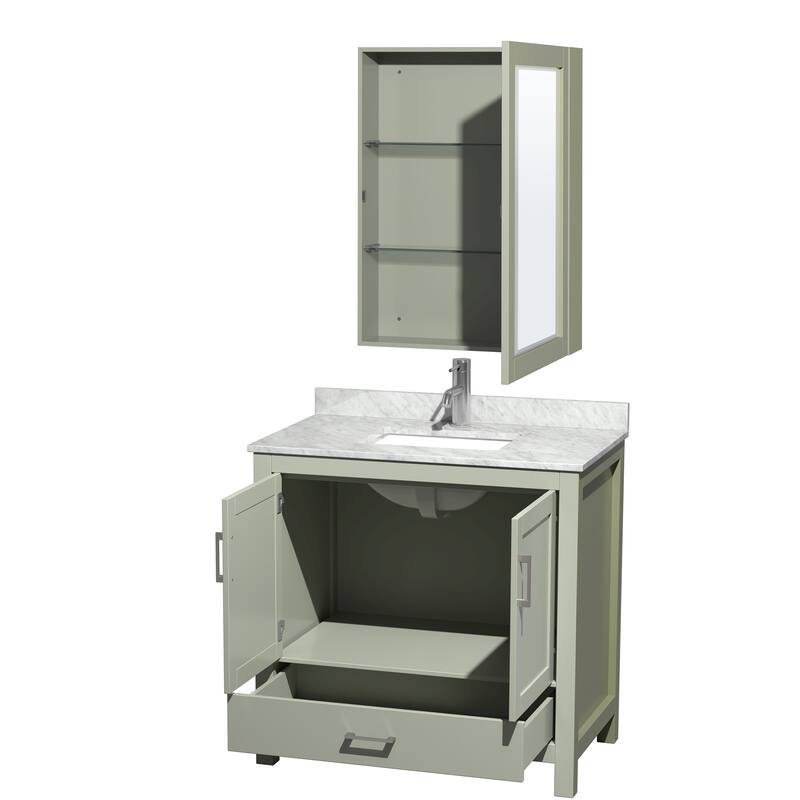Wyndham Collection Sheffield Single Vanity Set, Medicine Cabinet