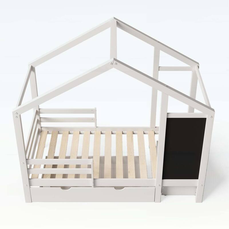 House Bed with Blackboard and Drawers,Creative and Space-Saving Design