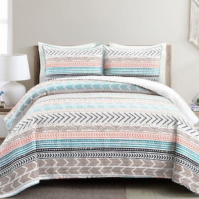 Lush Decor Hygge Geometric Pattern 3-piece Quilt Set