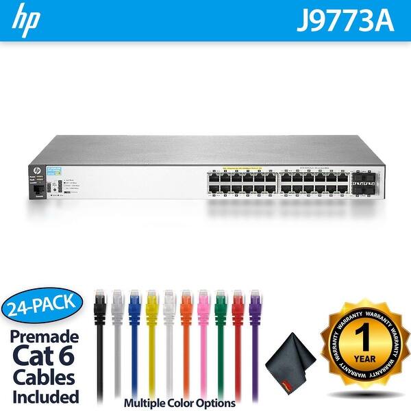 Shop Aruba 2530 24g Poe Switch J9773a 24 Ports 24 Cat6 Cables Overstock 24032672