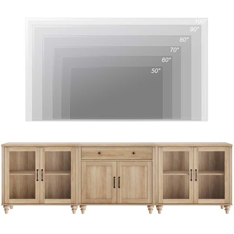 Farmhouse TV Stand with Doors and Drawer﻿