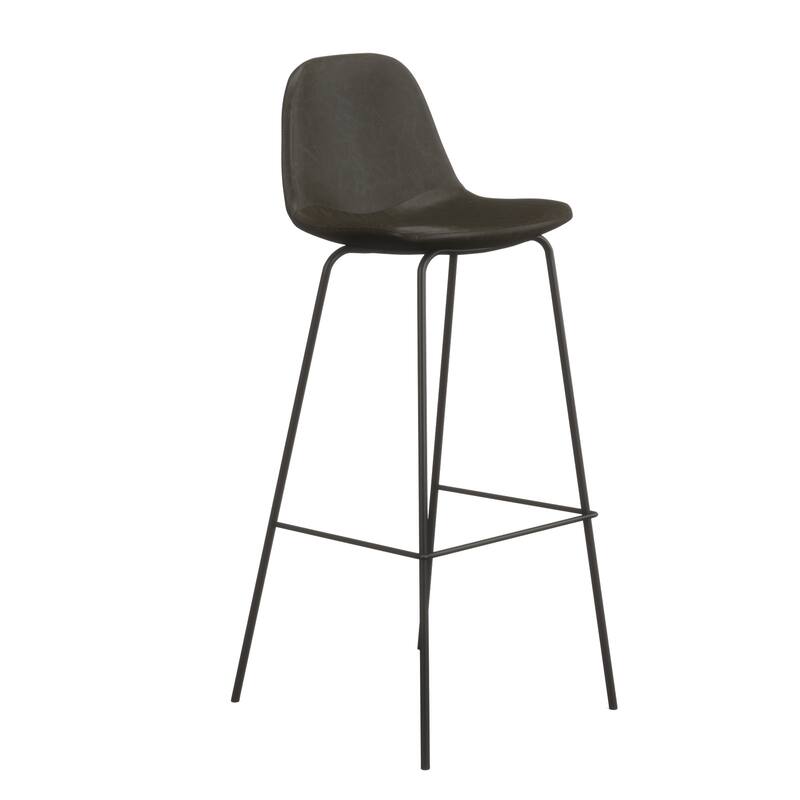 Maxine Vegan Leather Bar Height Stools Black Legs (Set of 2) - Midnight Vegan Leather