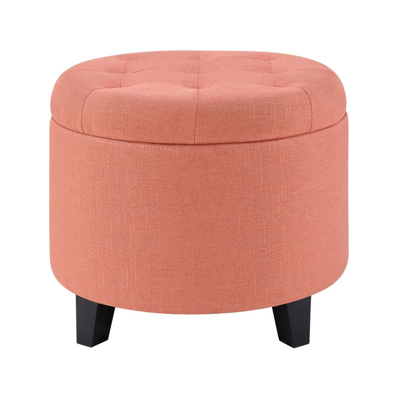 Convenience Concepts Designs4Comfort Round Storage Ottoman - Coral Fabric