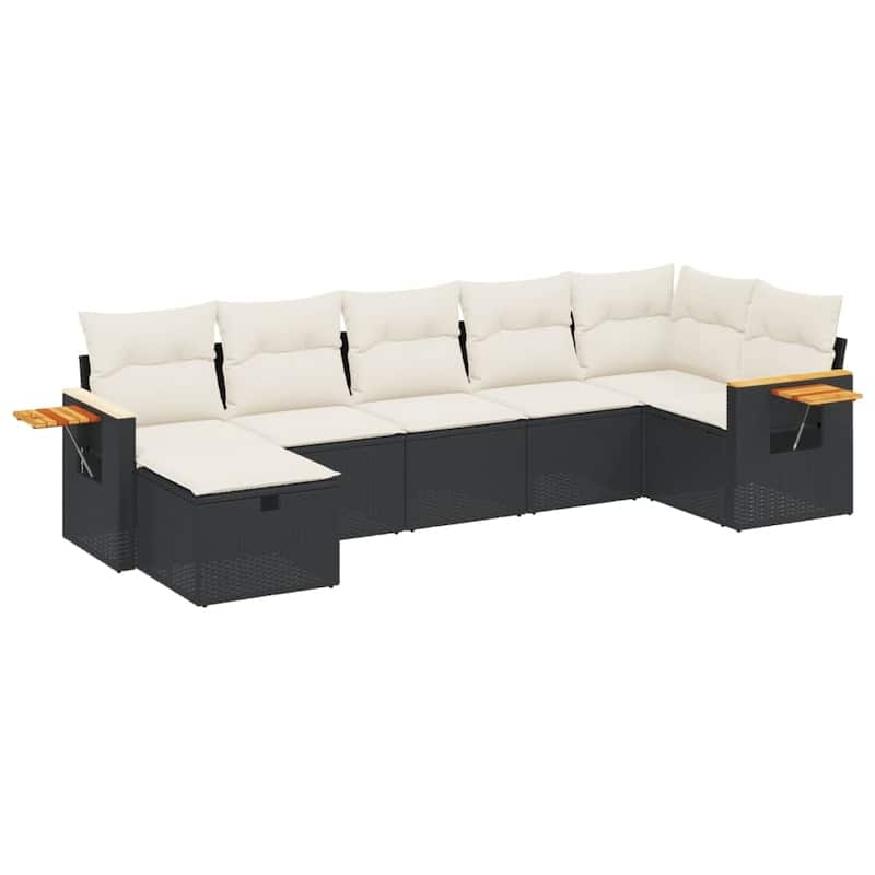vidaXL Patio Sofa Set with Cushions Outdoor Conversation Furniture Poly Rattan