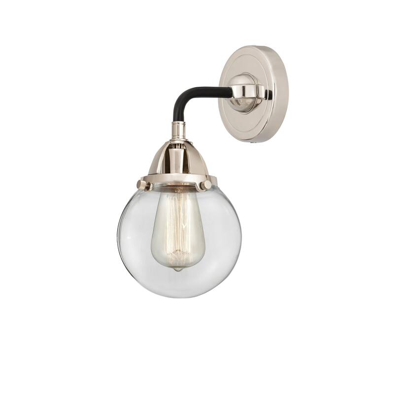 Innovations Lighting 288-1W-10-6 Beacon Sconce Beacon 10" Tall Wall - Black Polished Nickel / Clear