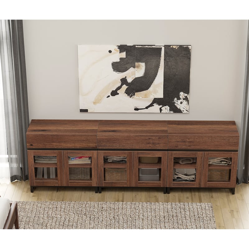 Modern Dresser With Glass Doors, Drawer, And Adjustable Shelf - Multifunctional Storage Cabinet For Living Room Or Bedroom