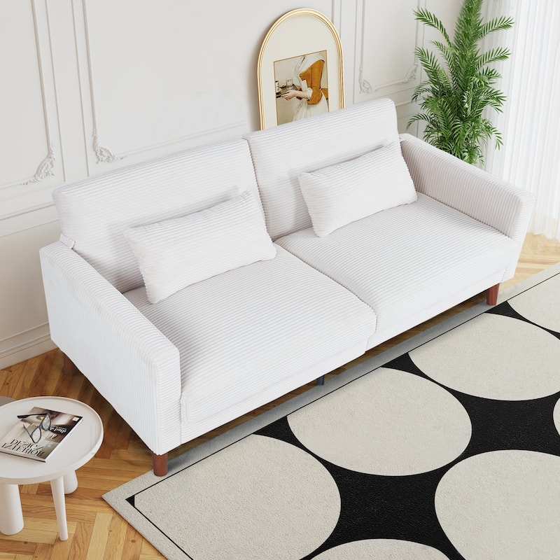 74 INCH Corduroy Sofa, Comfy Sofa Couch Extra Deep Seats, Corduroy Couch Mid-Century Modern Couch 3 Seater Sofa Loveseat