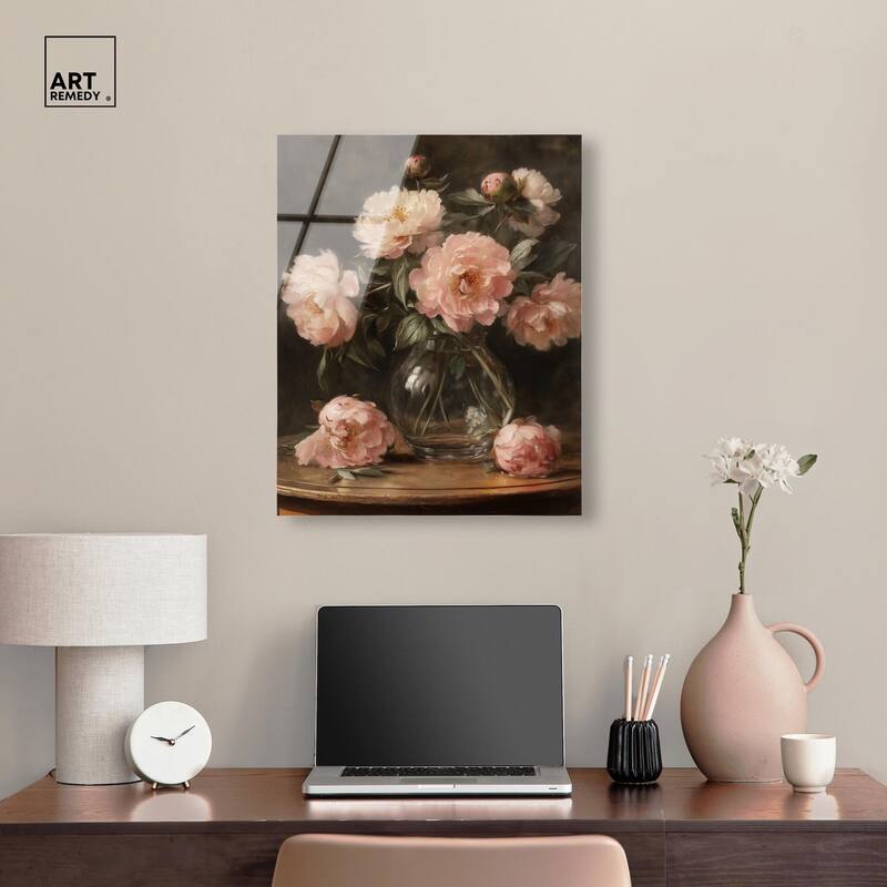 Vintage Velvet Vase Acrylic by Art Remedy, Ready to Hang
