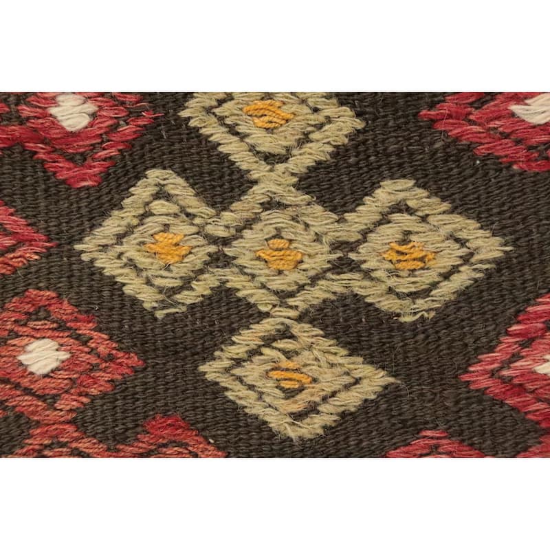 Hand Woven Oriental 100% Wool Carpet Southwestern Tribal Multi-Colored Kilim Area Rug - 11' 2'' X 5' 9''