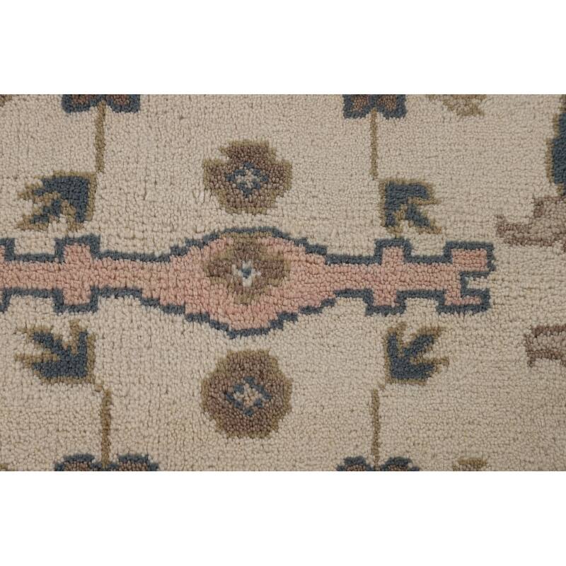 Beige / Ivory Oushak Oriental Area Rug Handmade Wool Carpet - 8'0"x 9'11"