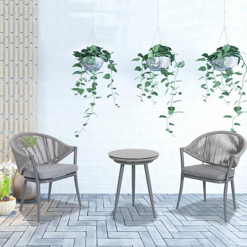 NUU GARDEN 3-Piece Aluminum Patio Furniture Bistro Set with Cushions