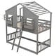 preview thumbnail 7 of 13, Twin over Twin Wooden Kids Playhouse Bunk Bed with Roof, Window & Door