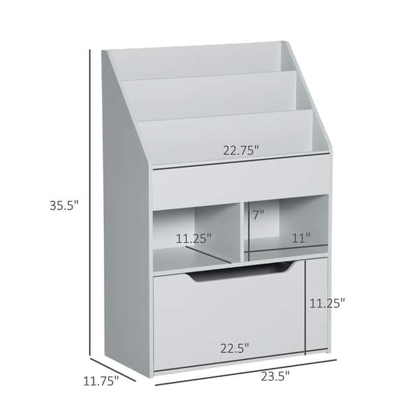 dimension image slide 0 of 3, Kids Bookcase with Storage Drawer and Organizer Shelf