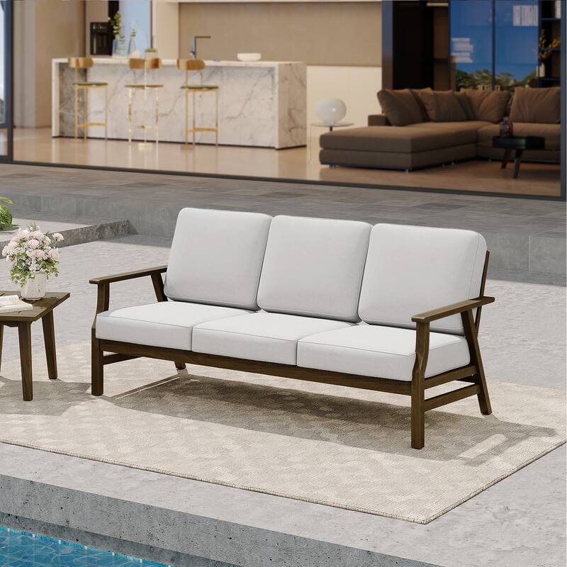 Modern Wood Cushioned 5-Piece Outdoor Patio Conversation Set