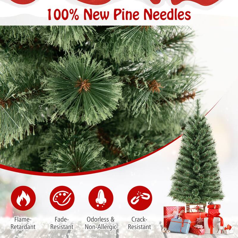 Gymax 4 FT Pre-Lit Potted Christmas Tree Artificial Entrance Tree w/