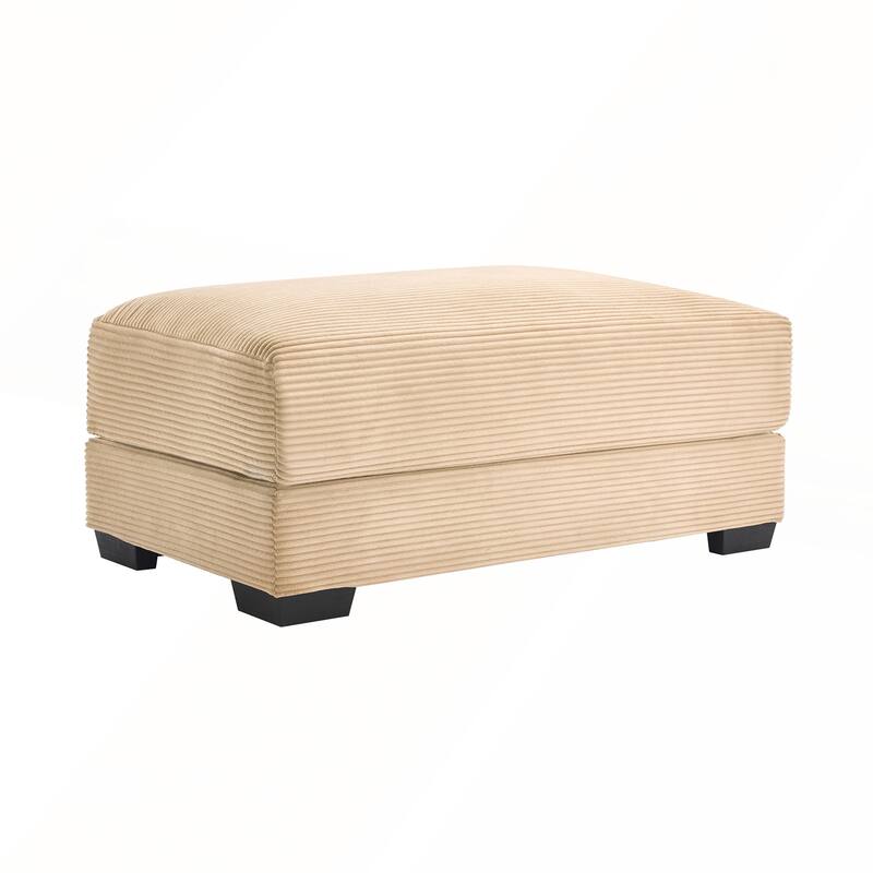 28 Inch Green Corduroy Ottoman with Extra-Wide Armrests and Durable High-Density Fabric for Comfortable Seating