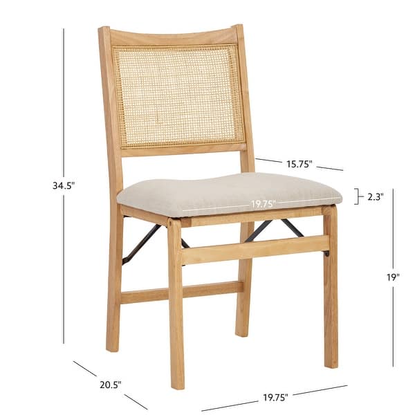 dimension image slide 2 of 3, Linon Beulah Rattan Folding Dining Chair