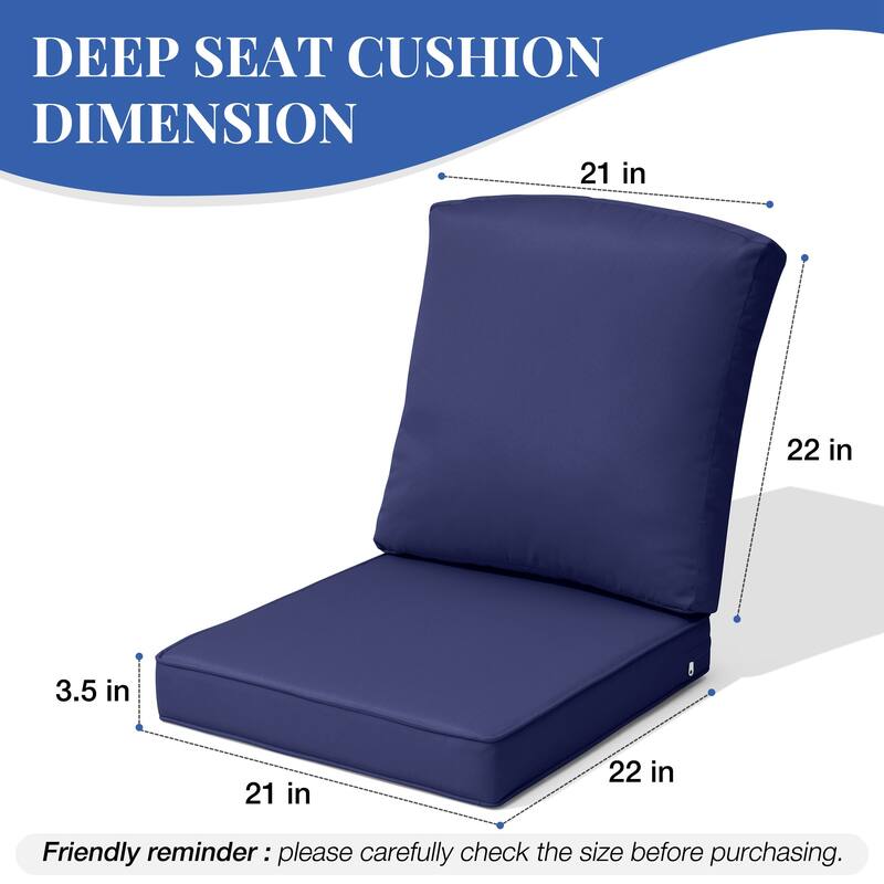 22''D x 21''W x 3.5''T Patio Fabric Outdoor Seat Cushions Set (Seat & Back)