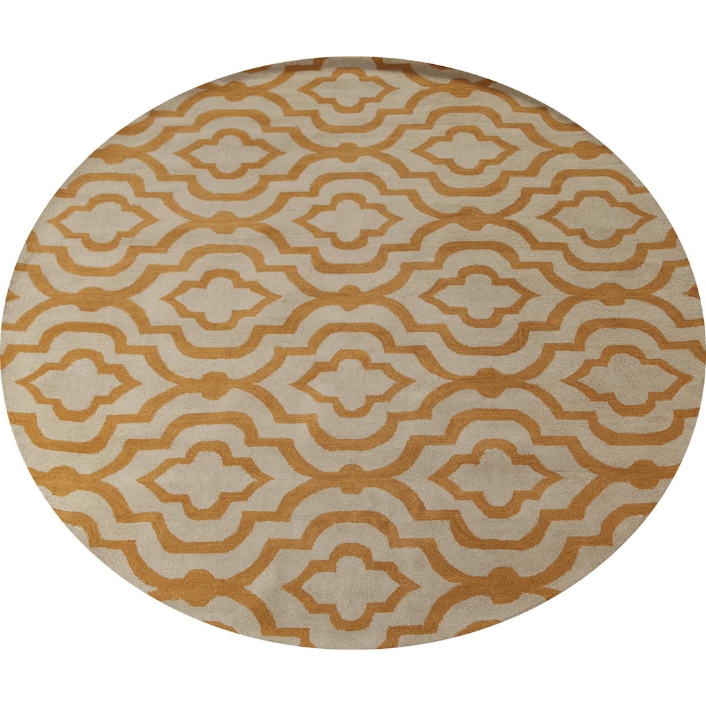 Contemporary Geometric Trellis Agra Oriental Wool Rug Hand-tufted - 10'0" x 10'0"