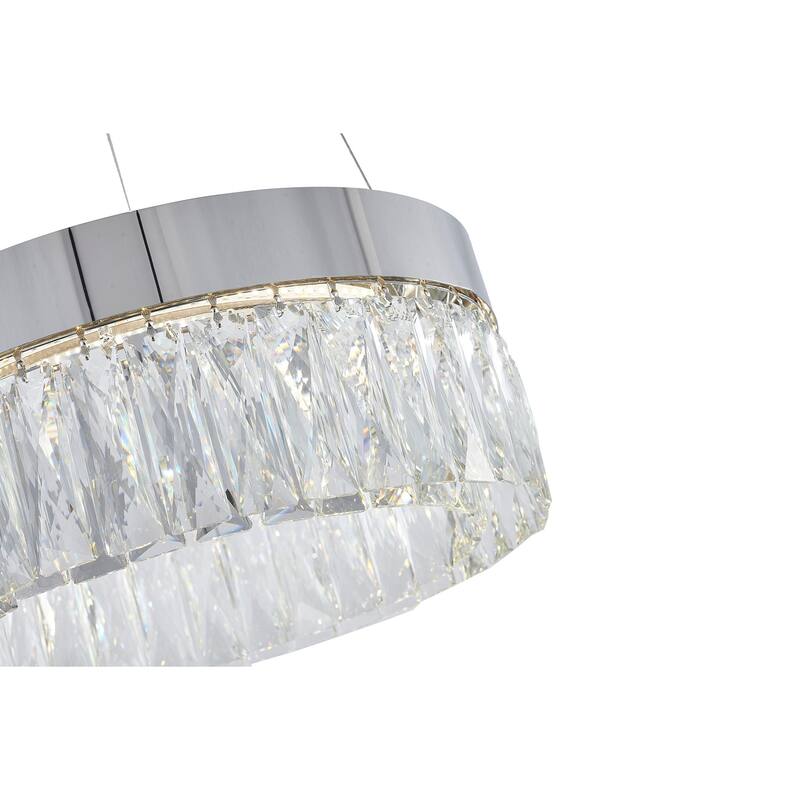 Antique Chandelier - Chrome Finish, Adjustable Cord, Round Design, 16 Inch Diameter - 6