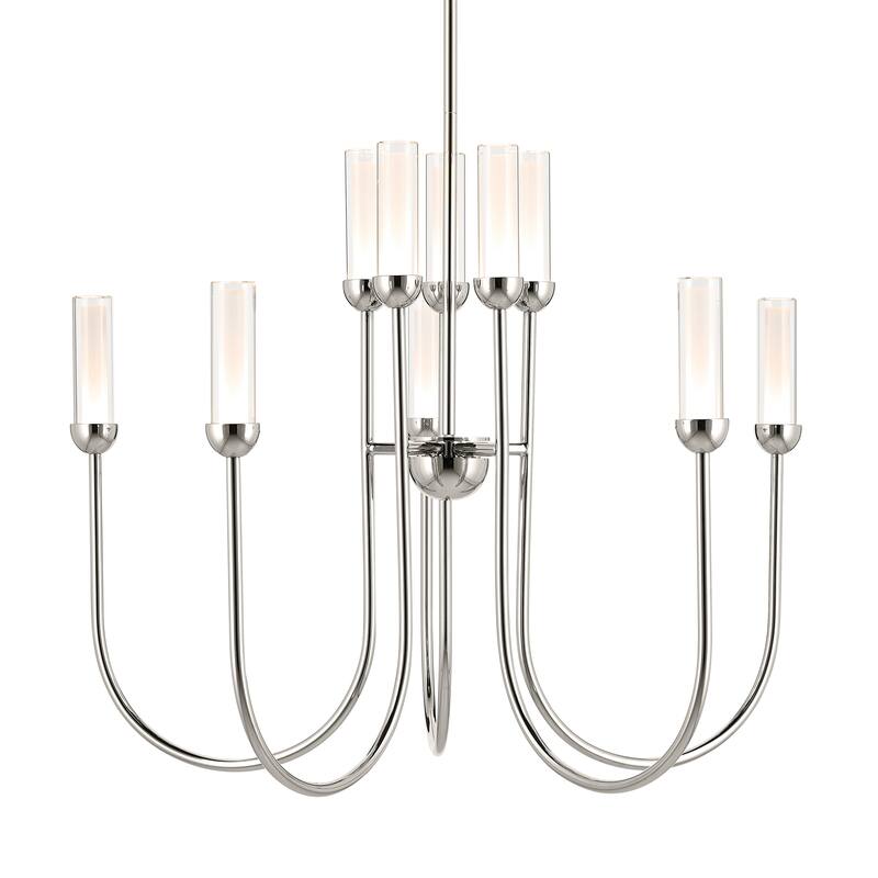 Moraine 30 Inch LED 10 Light 2-Tier Chandelier in Polished Nickel