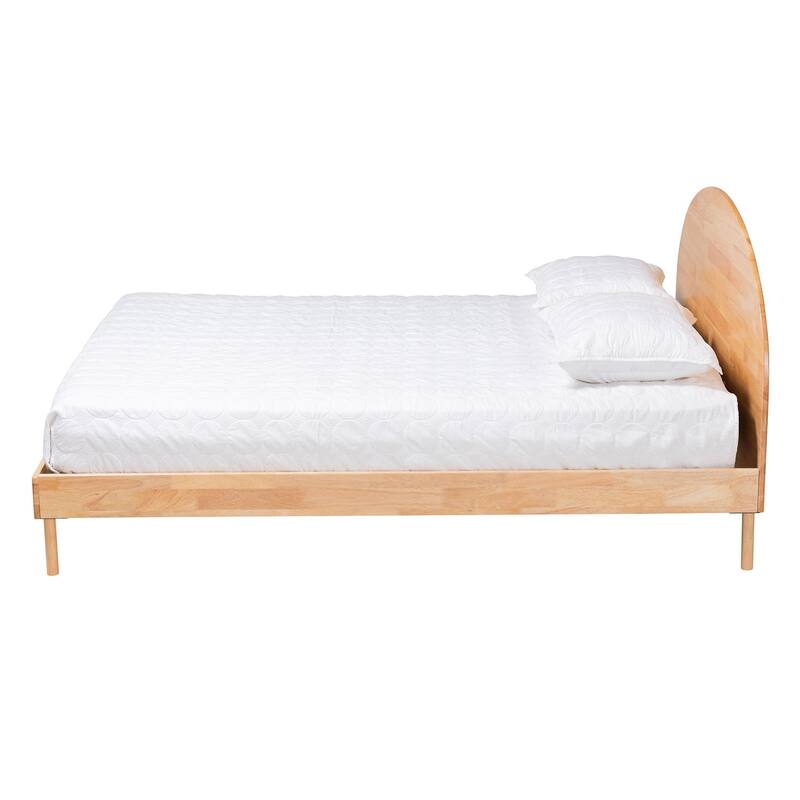 Platform Bed Wood Frame Mediterranean Style Modern Bed Frame Brown Finish