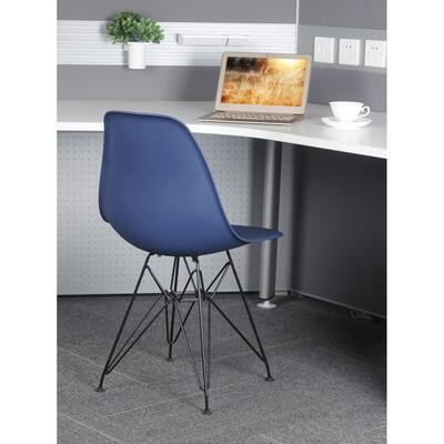 Armless Plastic Shell Side Dining Chairs with Metal Legs-1 Pcs - N/A