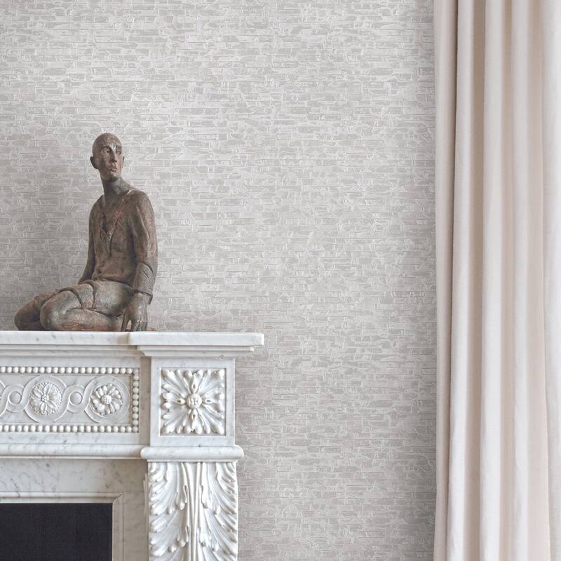 A-Street Prints Belvedere Ivory Faux Slate Wallpaper