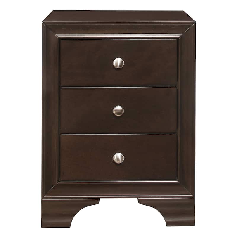 Folu 26 Inch Nightstand, USB Port, 3 Drawers with Chrome Knobs, Brown
