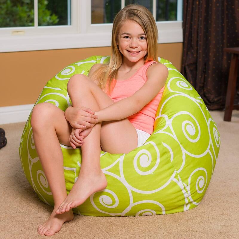 Lime Scrolls and Swirls Bean Bag Chair Machine Washable Cover