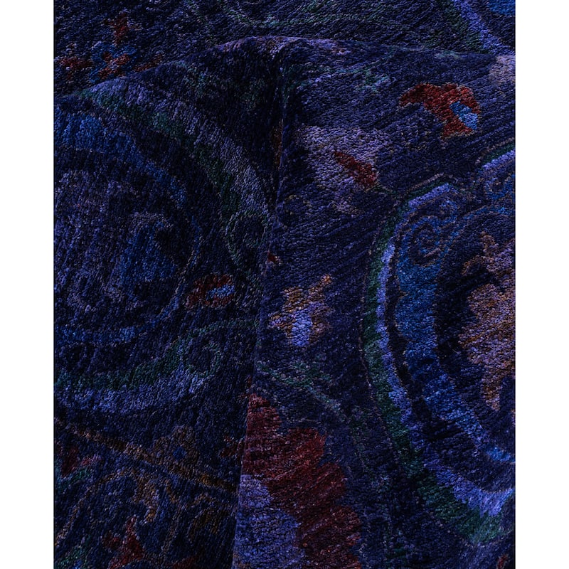 Overdyed One-of-a-Kind Hand-Knotted Area Rug - Navy - 9' 3" x 11' 10"