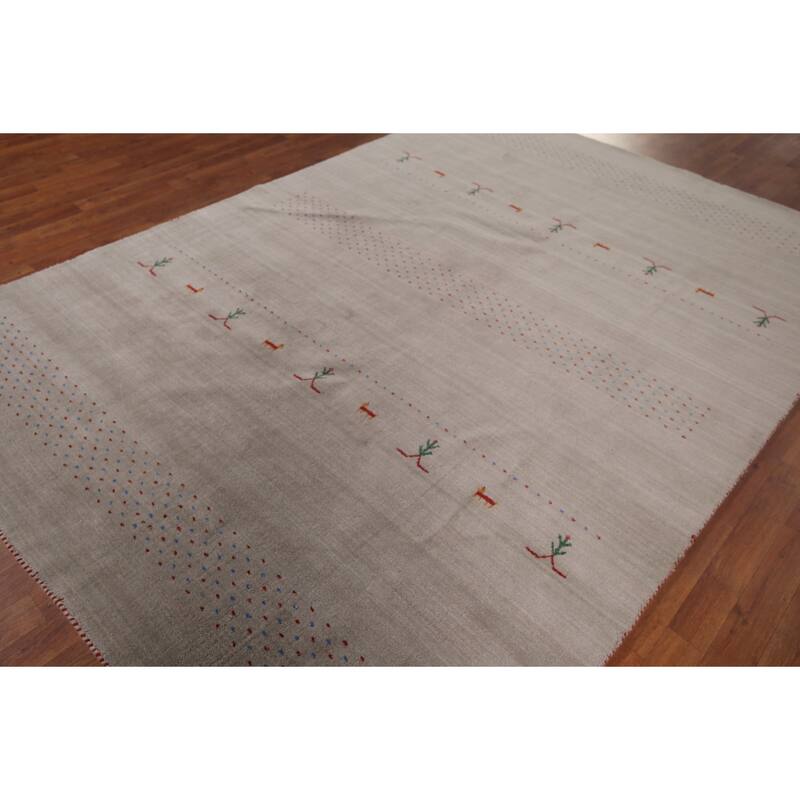 Tribal Gabbeh Indian Area Rug Handmade Wool Carpet - 6'8"x 9'7"