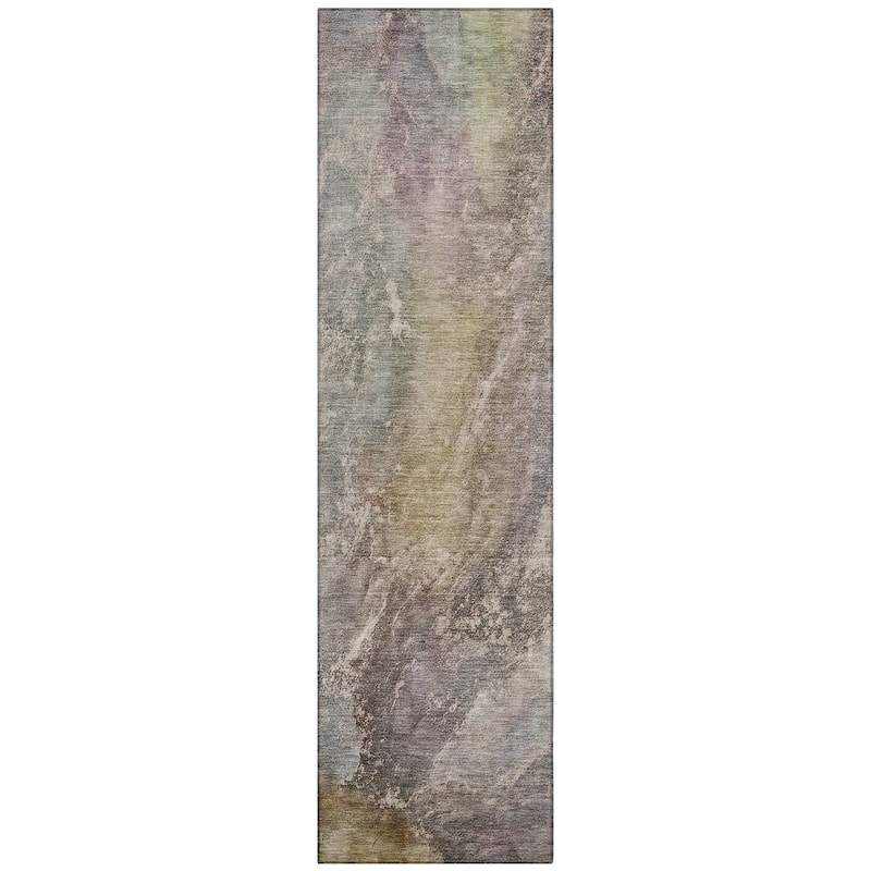 Machine Washable Indoor/ Outdoor Abstract Watercolor Chantille Rug