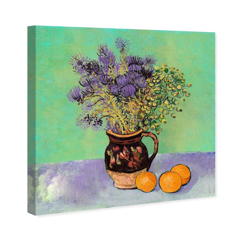 Wynwood Studio Canvas Floral and Botanical Vincent Still Life Beautiful Green and Violet Traditional Wall Art Canvas Print