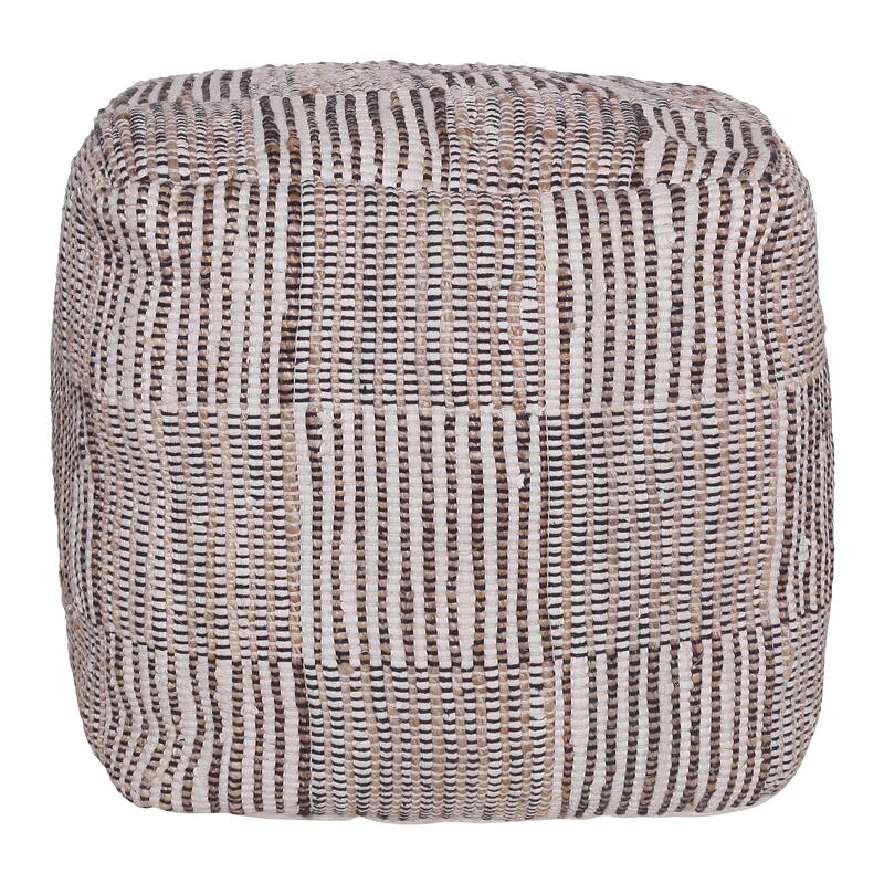 Sevita Natural/Cream Geometric Cotton/Jute Cube Pouf