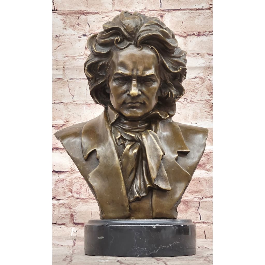 Ludwig Van Beethoven Clical Composer Bronze Metal Bust Statue Sculpture Art